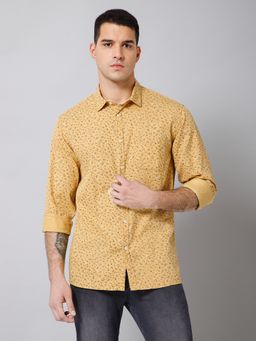 Cantabil - Men Casual Mustard Full Sleeves Shirt