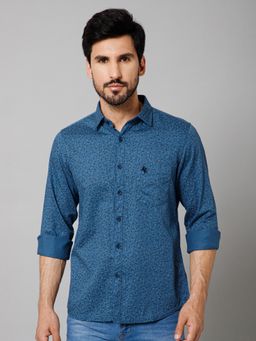 Cantabil - Men Casual Full Sleeves Blue Shirt