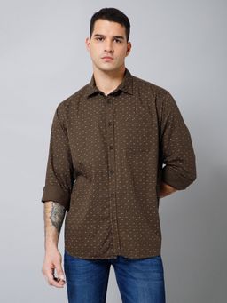 Cantabil - Men Casual Olive Full Sleeves Shirt