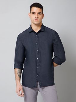 Cantabil - Men Casual Black Full Sleeves Shirt