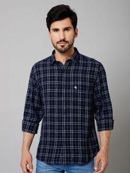 Cantabil - Men Casual Full Sleeves Navy Blue Shirt