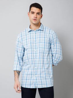 Cantabil - Men Casual Sky Blue Full Sleeves Shirt