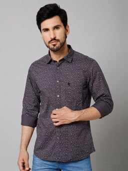 Cantabil - Men Casual Full Sleeves Grey Shirt