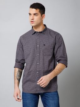 Cantabil - Men Casual Dark Grey Full Sleeves Shirt