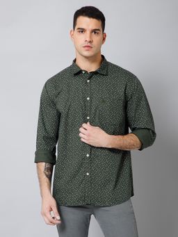 Cantabil - Men Casual Green Full Sleeves Shirt
