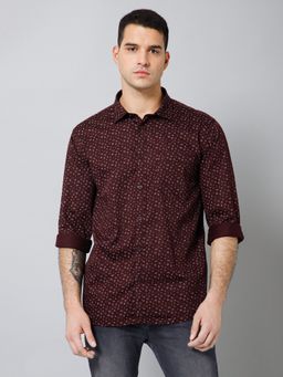 Cantabil - Men Casual Brown Full Sleeves Shirt