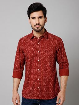Cantabil - Men Casual Full Sleeves Maroon Shirt