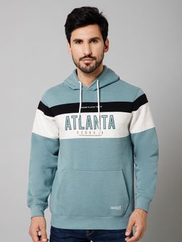 Cantabil - Men Casual Light Teal Sweatshirt