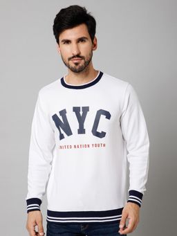 Cantabil - Men Casual White Sweatshirt