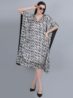 Mod & Shy - Black printed Satin kaftan Dress