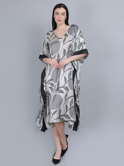 Mod & Shy - Black Abstract printed Satin kaftan Dress