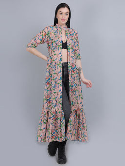 Mod & Shy - Peach Printed Hook & Eye Closure Shrug