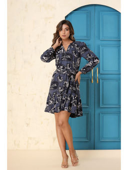 Zolo Label - Blue Printed Cotton Dress (Set of 2)