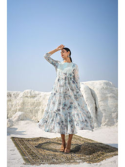 Zolo Label - Blue Floral Printed Maxi Dress (Set of 2)