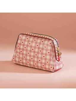 Pure Home + Living - Pink Printed Faux Leather Vanity Pouch (S)