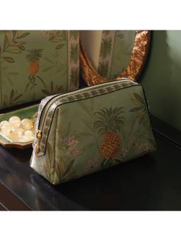 Pure Home + Living - Green Pineapple Print Faux Leather Vanity Pouch