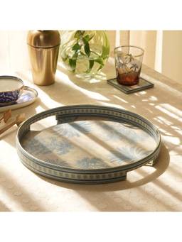 Pure Home + Living - Beige Varena Faux Leather Round Tray