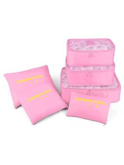 Awestuffs - Pink Travel Luggage Organizer Packing Cubes Pouch (Pack Of 6)