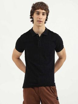 United Colors of Benetton - Regular Fit Polo Neck Textured T-Shirt