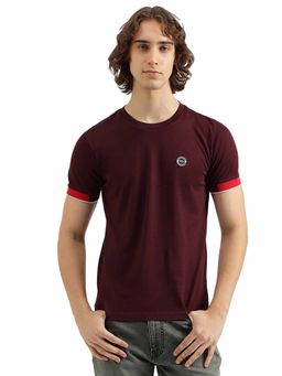 United Colors of Benetton - Maroon Regular Fit Crew Neck Solid T-Shirt