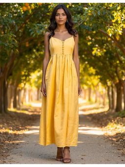 Naava - Yellow Handwoven Cotton Sunkissed Dress