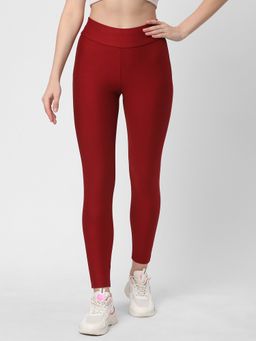 R&B - Women Maroon Skinny Solid Leggings