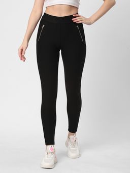 R&B - Women Black Skinny Solid Leggings