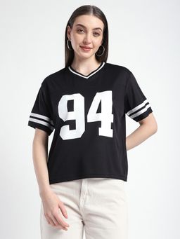 R&B - Women's Black Typography Regular T-Shirt