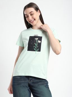 R&B - Women's Green Graphic Regular T-Shirt