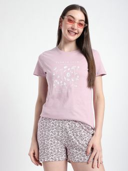 R&B - Women's Pink Typography Regular T-Shirt