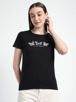 R&B - Women's Black Graphic Regular T-Shirt