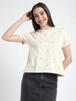 R&B - Women's Nude embroidery Regular T-Shirt
