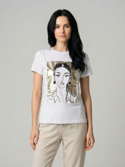 R&B - Women's White Graphic Regular T-Shirt