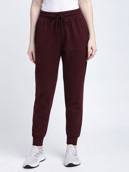 R&B - Women Cotton Maroon Drawstring Joggers