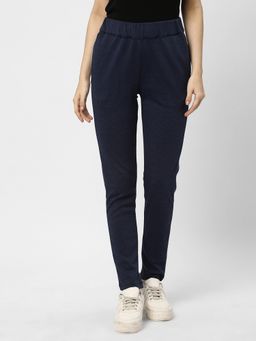 R&B - Women Navy Blue Tapered Printed Pant