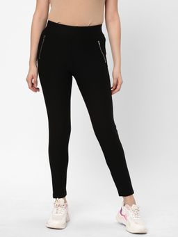 R&B - Women Black Skinny Solid Leggings
