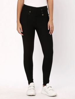 R&B - Women Black Skinny Solid Leggings