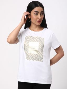 R&B - Women White Typography Regular Women T-Shirt