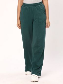 R&B - Women Green Wide Solid Pant