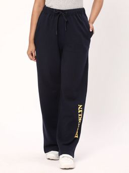 R&B - Women Navy Blue Wide Graphic Pant