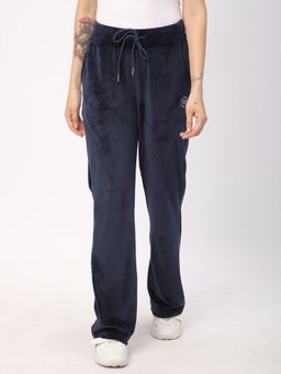 R&B - Women Navy Blue Straight Solid Pant