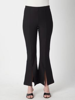R&B - Women Black Flared Solid Pant