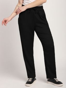 R&B - Women Black Straight Textured Pant