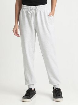 R&B - Women Grey Tapered Solid Joggers