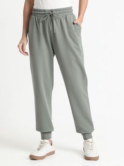R&B - Women Green Tapered Solid Joggers
