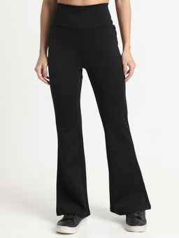 R&B - Women Black Flared Solid Leggings