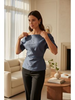 ASHTAG - Women Blue Denim Solid Top