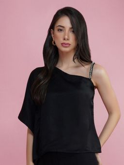 DELAN - Women Black Polyester Solid Top