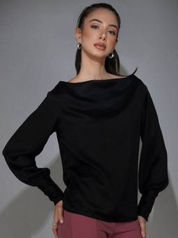DELAN - Women Black Polyester Solid Top