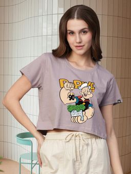 PRONK - Women Lavender Cotton Graphic T-shirt